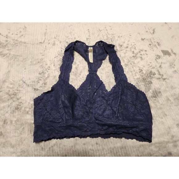 Intimately Free People Size M Lace Racerback Bralette Navy Blue - Picture 1 of 3
